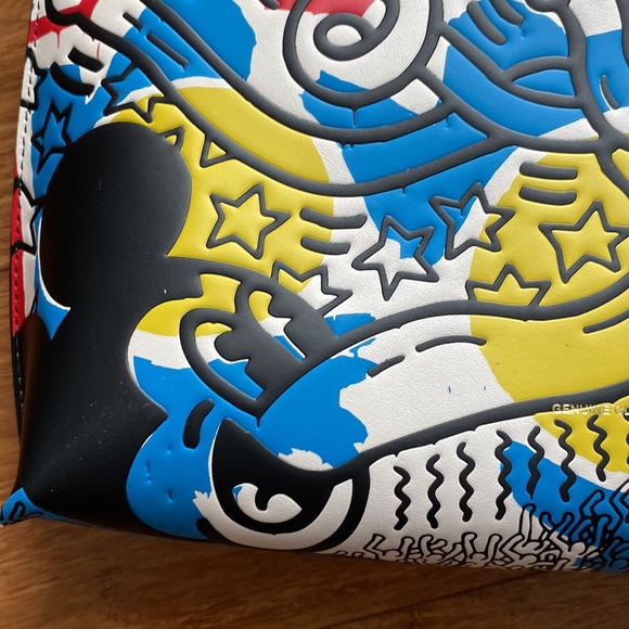 NWT! Coach LE Mickey Mouse Keith Haring XL zip leather pouch/ wallet set - Picture 7 of 9